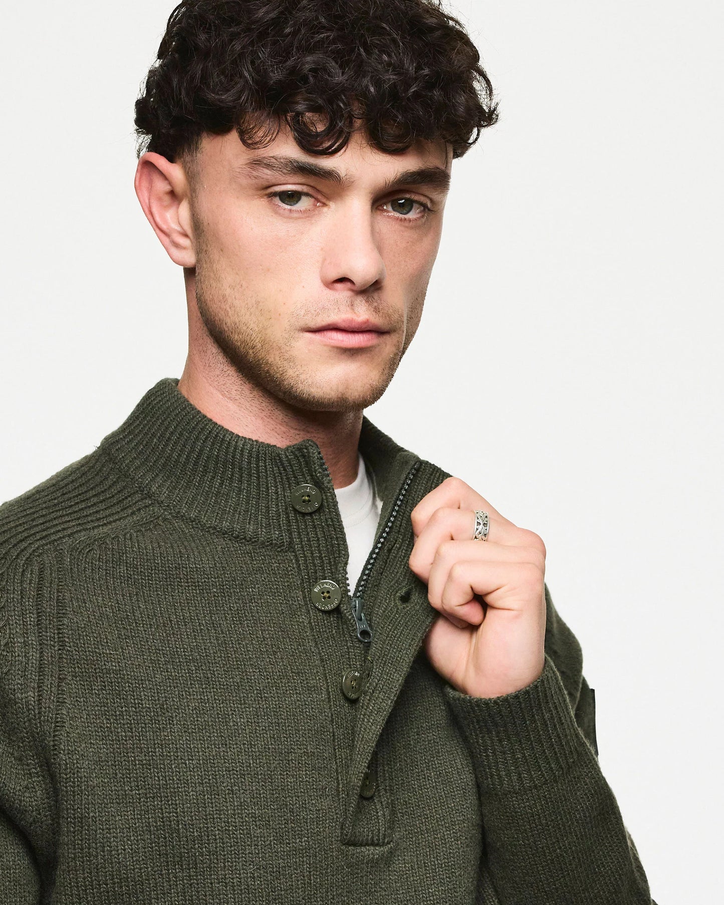 Weekend Offender Castillos Wool Jumper Black Forest Green