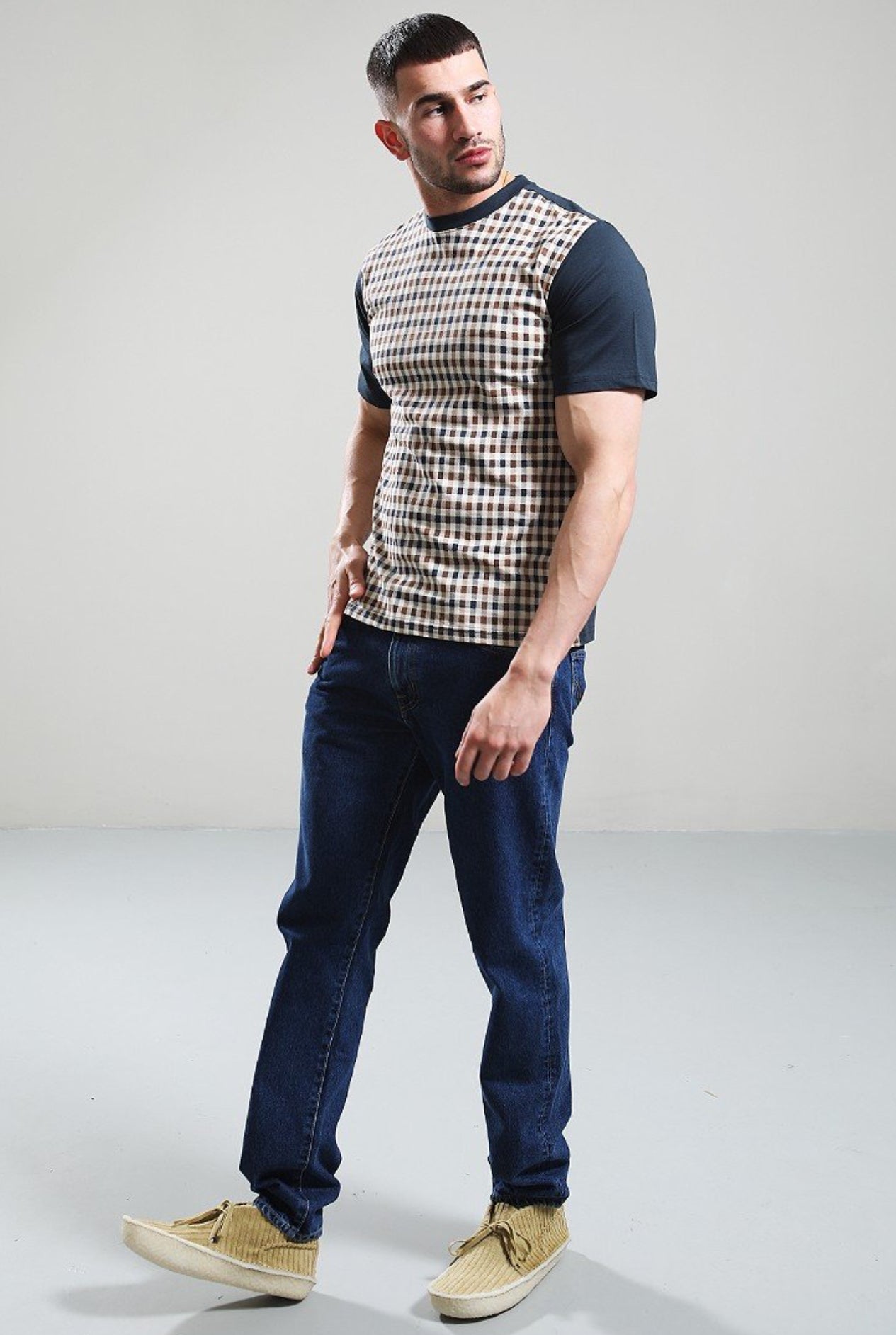 AQUASCUTUM ICONIC FRONT T-SHIRT NAVY