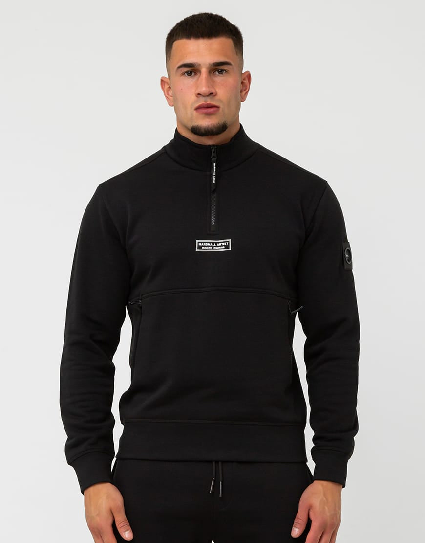 MARSHALL ARTIST SIREN 1/4 ZIP SWEAT BLACK