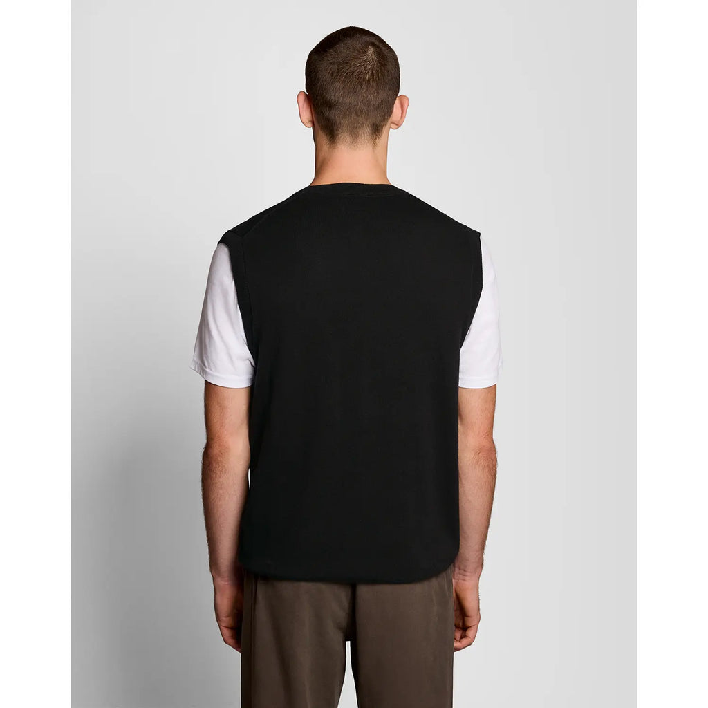 Lyle and Scott cotton crew neck knitted vest jet black
