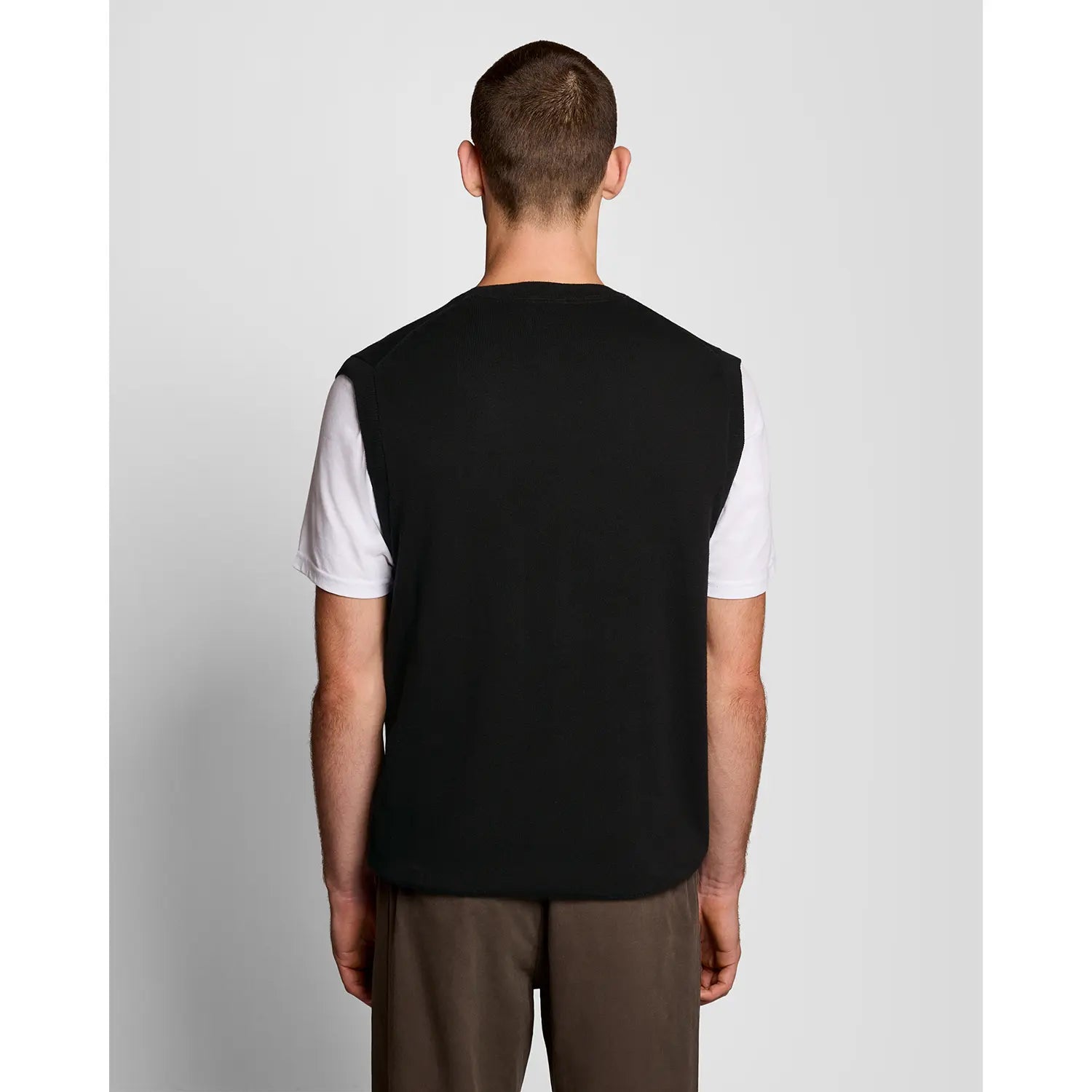 Lyle and Scott cotton crew neck knitted vest jet black