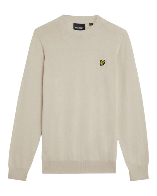 Lyle and Scott Cotton Merino Crew Neck Jumper Grey Taupe