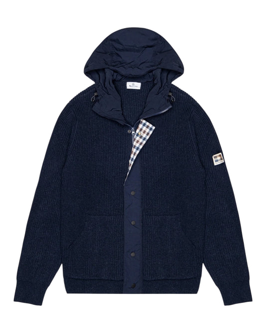 Aquascutum Lambswool Hooded FZ Knit