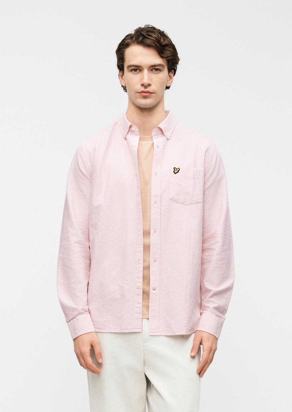 Lyle and Scott Stripe oxford pink/ white