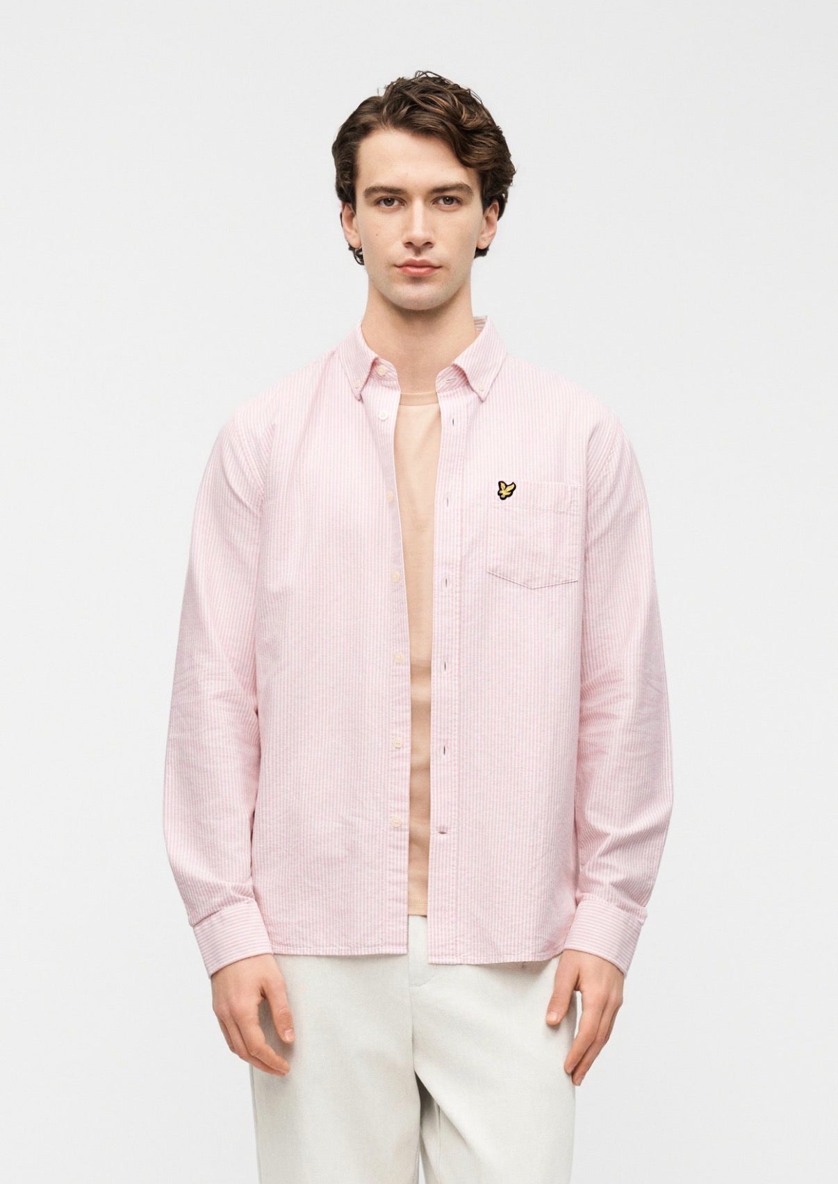Lyle and Scott Stripe oxford pink/ white