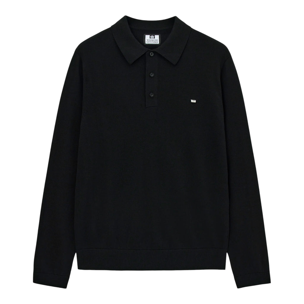 Weekend Offender McNamara long sleeve polo black