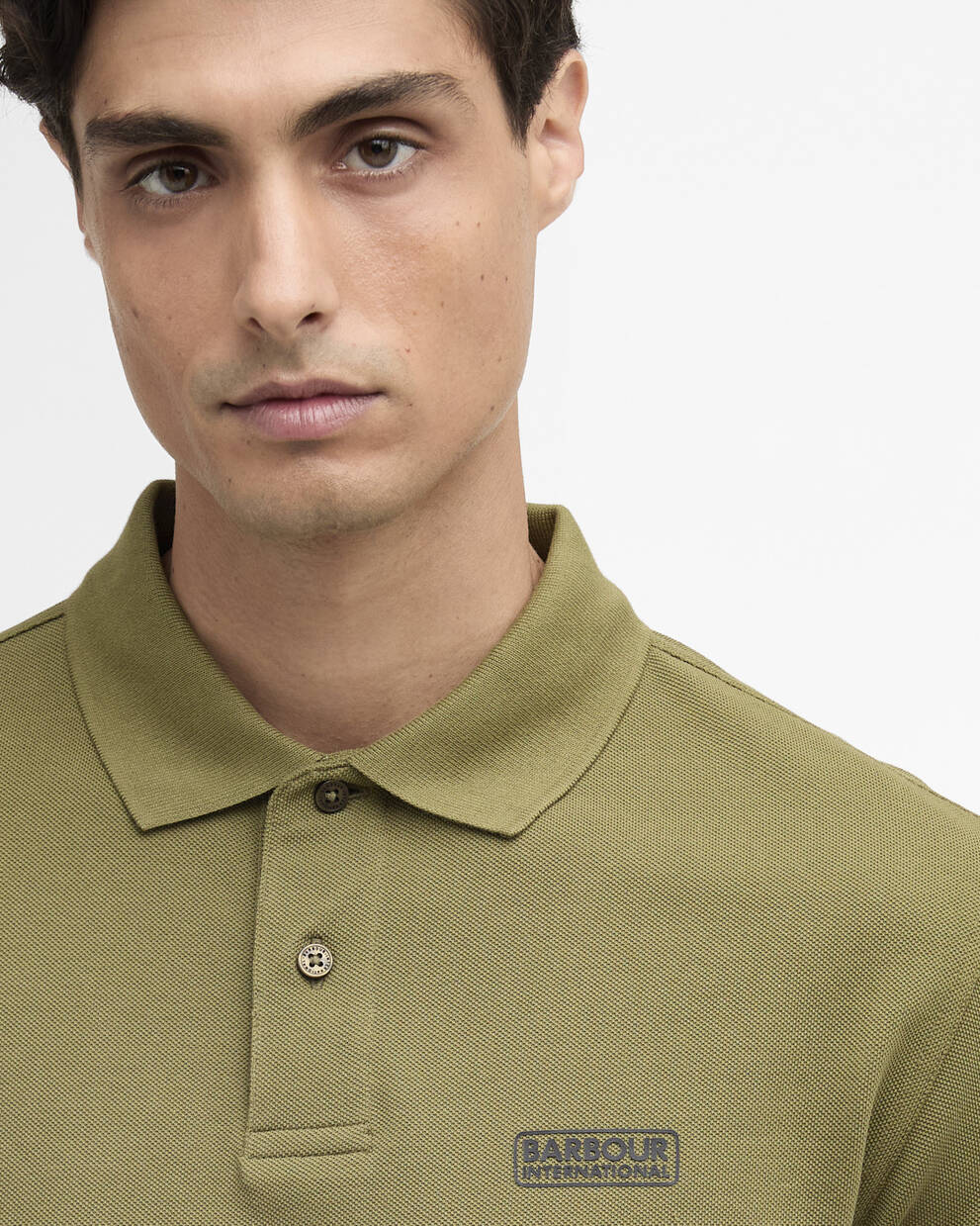 Barbour International Essential polo cable olive