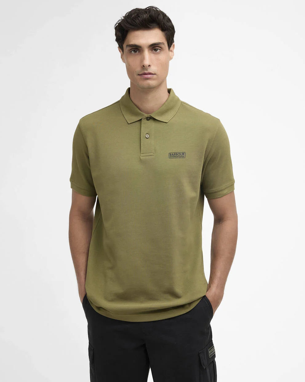 Barbour International Essential polo cable olive
