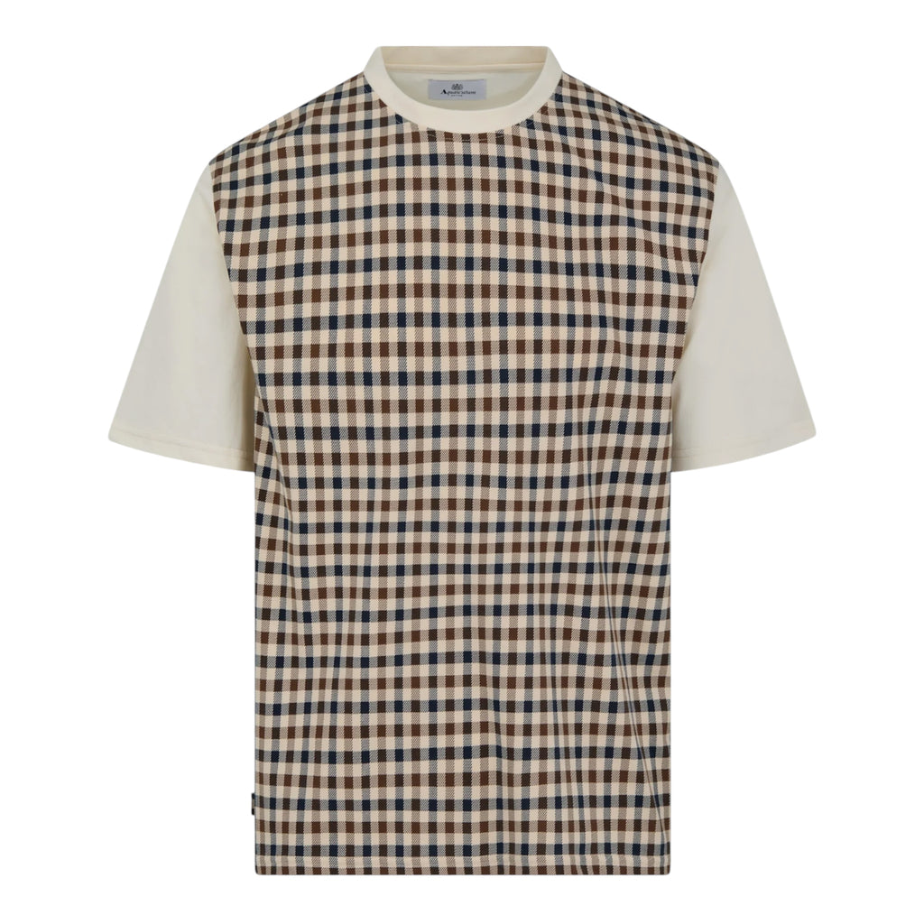 Aquascutum Body club check t-shirt old white