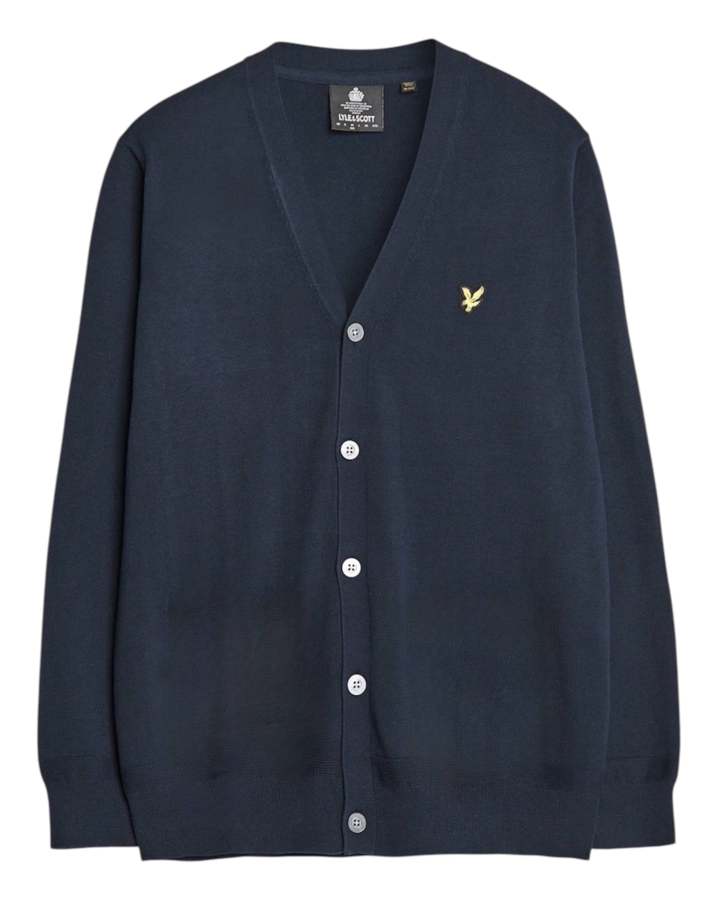 Lyle and Scott Cotton Merino V Neck Cardigan Dark Navy
