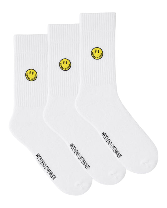 Weekend Offender Smiley Sports Socks White