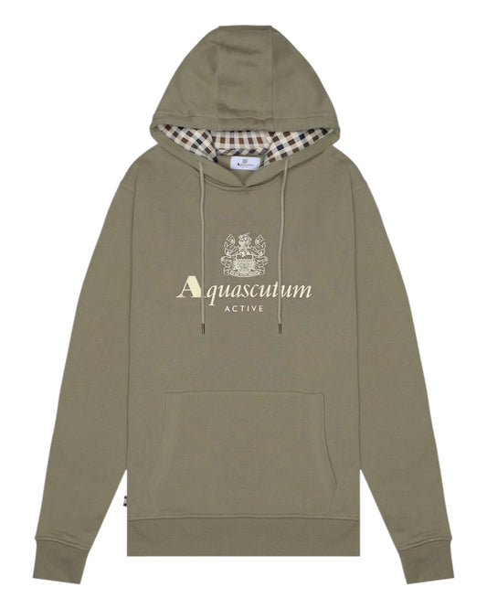 Aquascutum Big Logo Hoodie Army Green