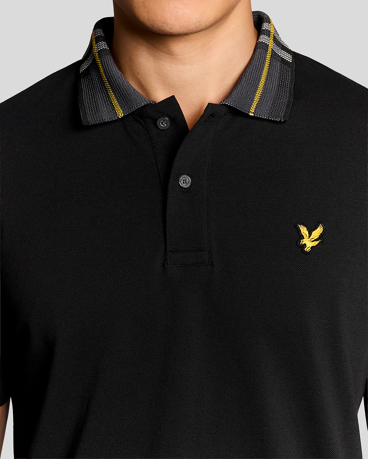 Lyle and Scott Tartan collar polo black