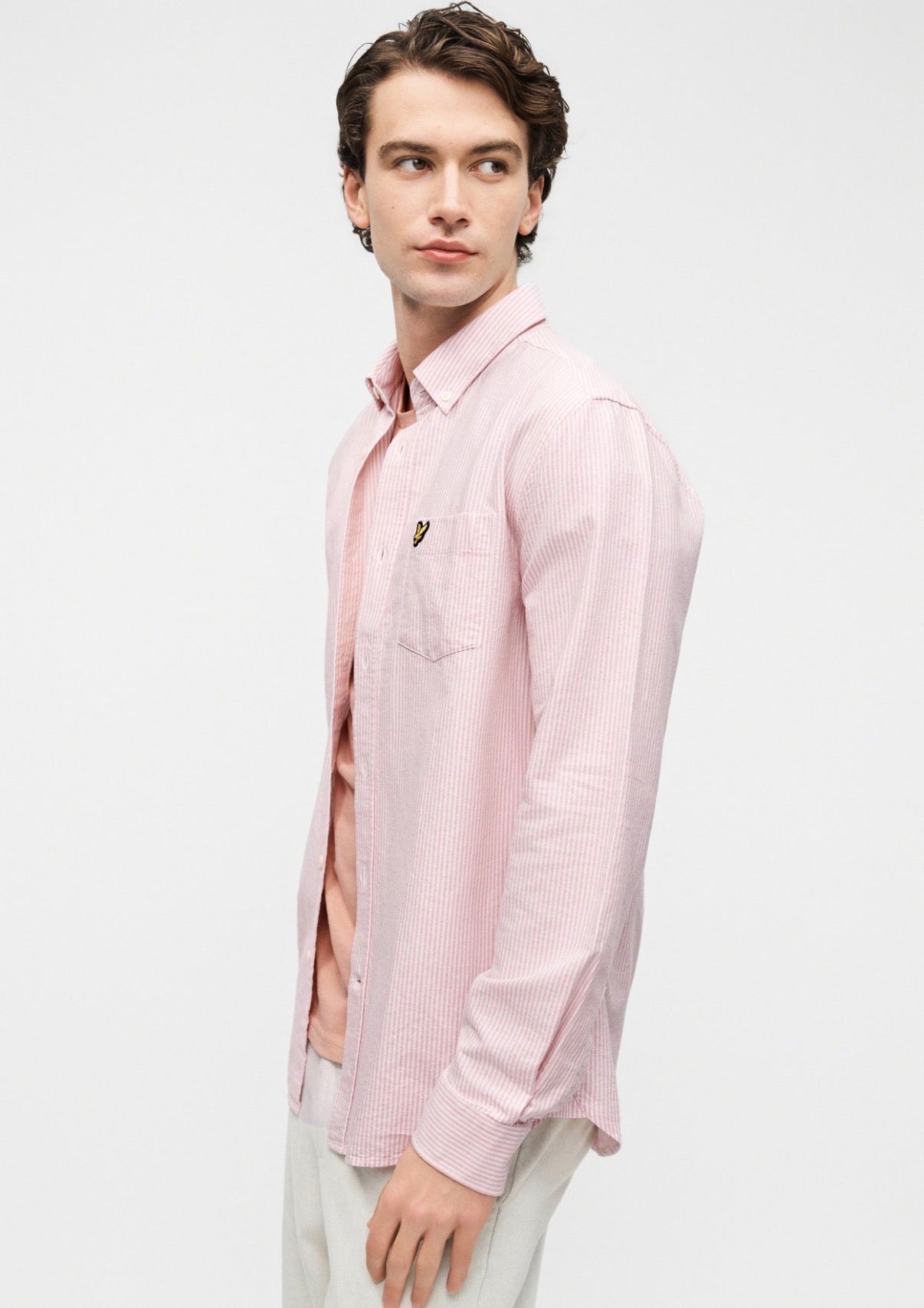 Lyle and Scott Stripe oxford pink/ white