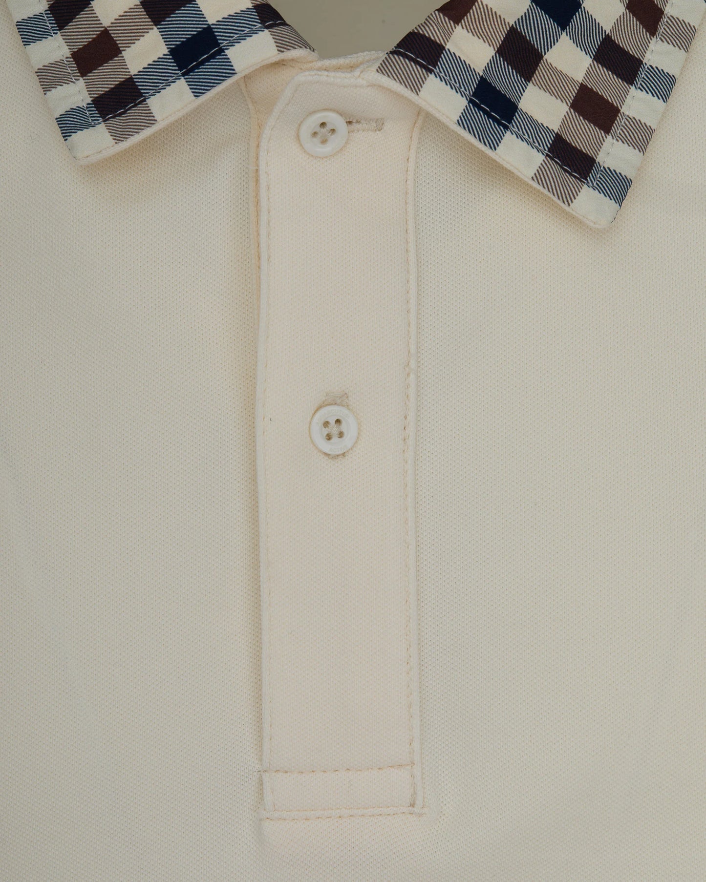 Aquascutum Club check collar polo white