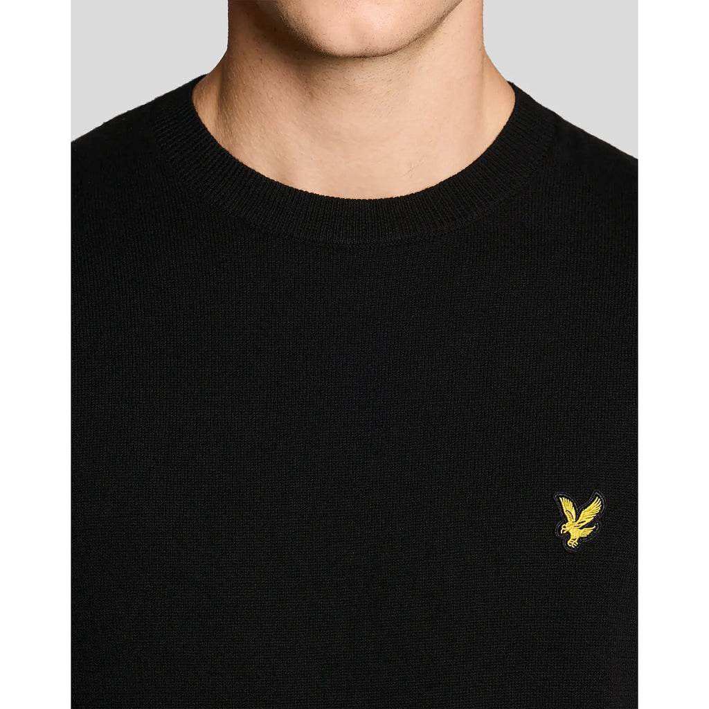 Lyle and Scott cotton crew neck knitted vest jet black