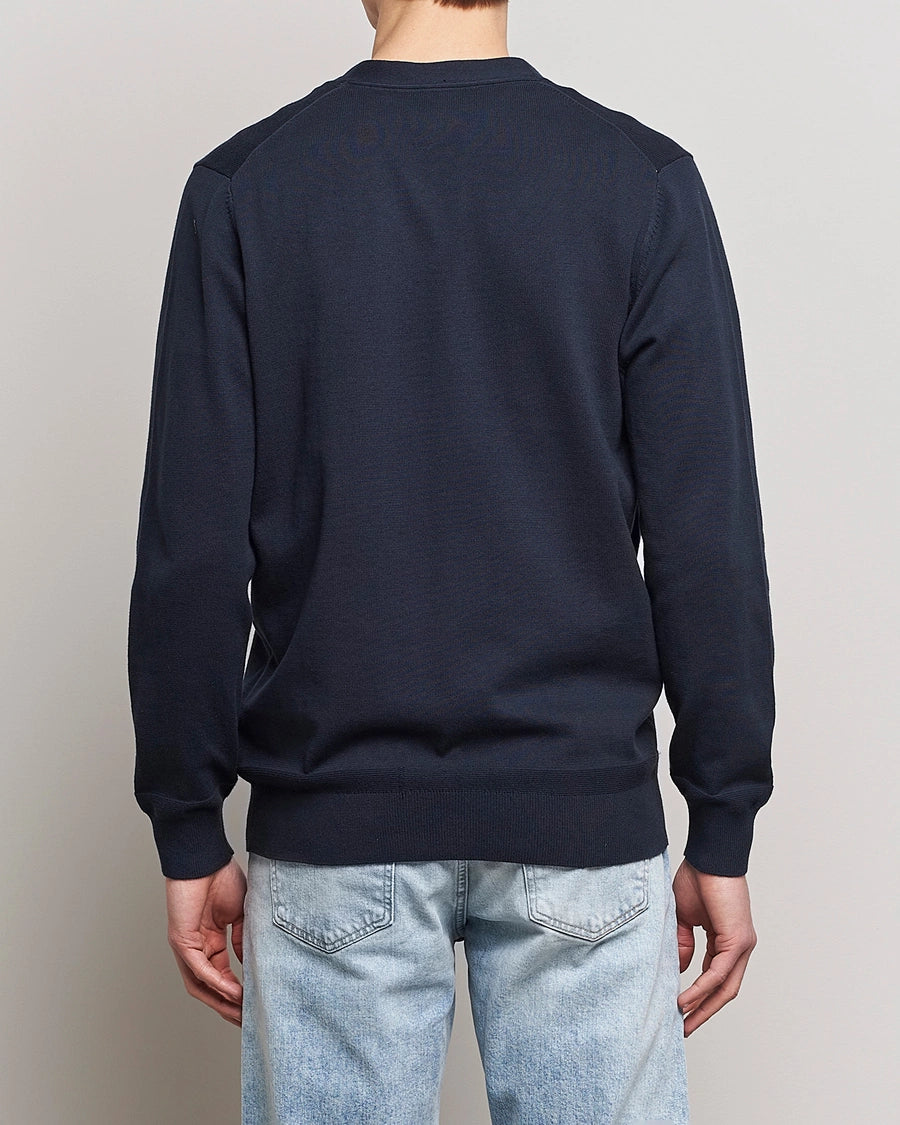 Lyle and Scott Cotton Merino V Neck Cardigan Dark Navy