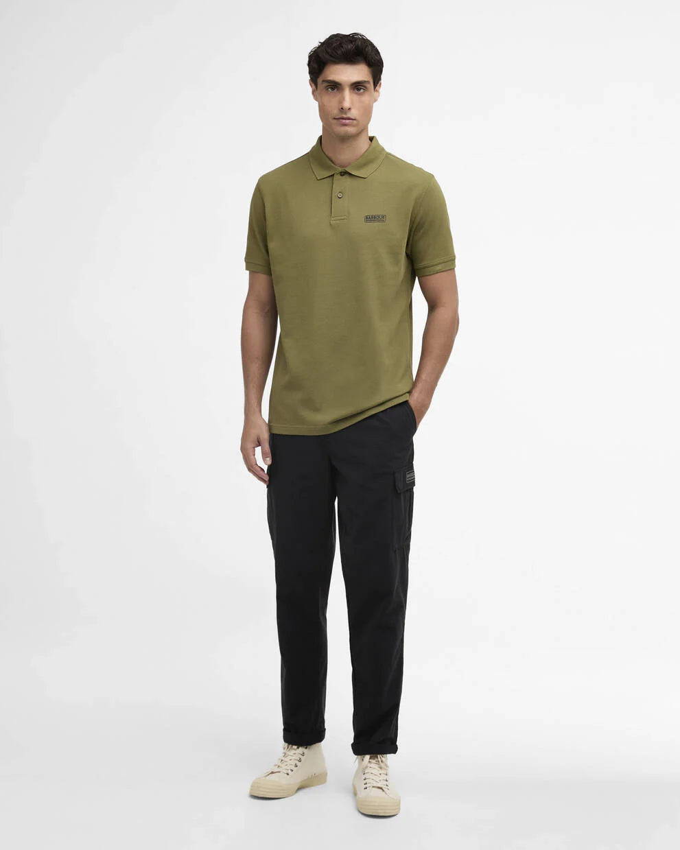 Barbour International Essential polo cable olive