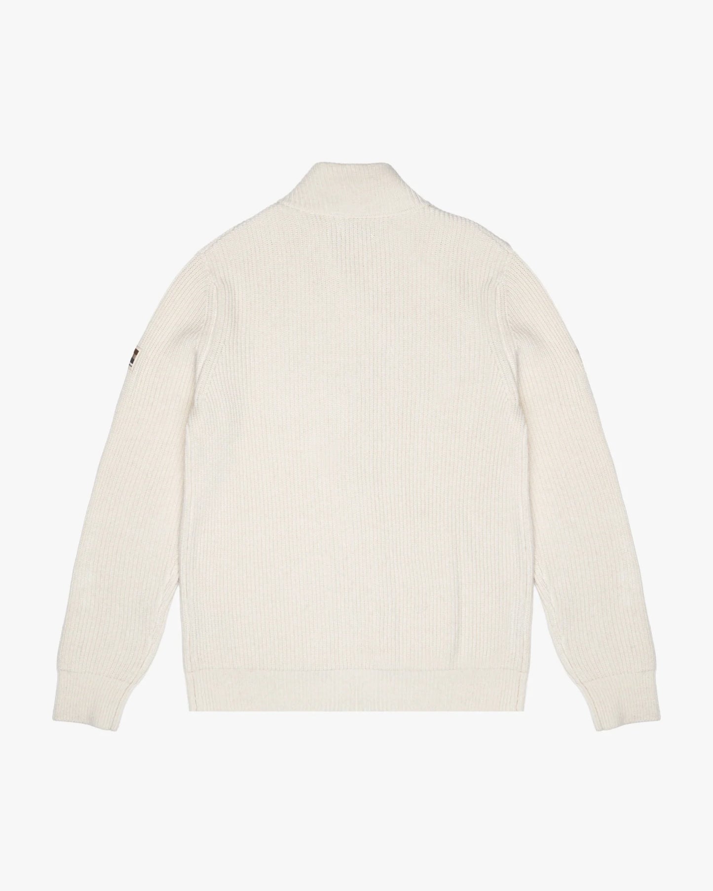 Aquascutum Lambswool Mockneck FZ Knit Old White