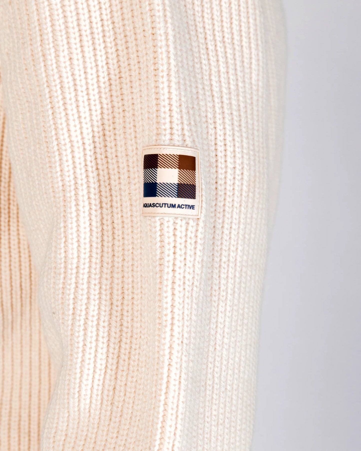 Aquascutum Lambswool Mockneck FZ Knit Old White