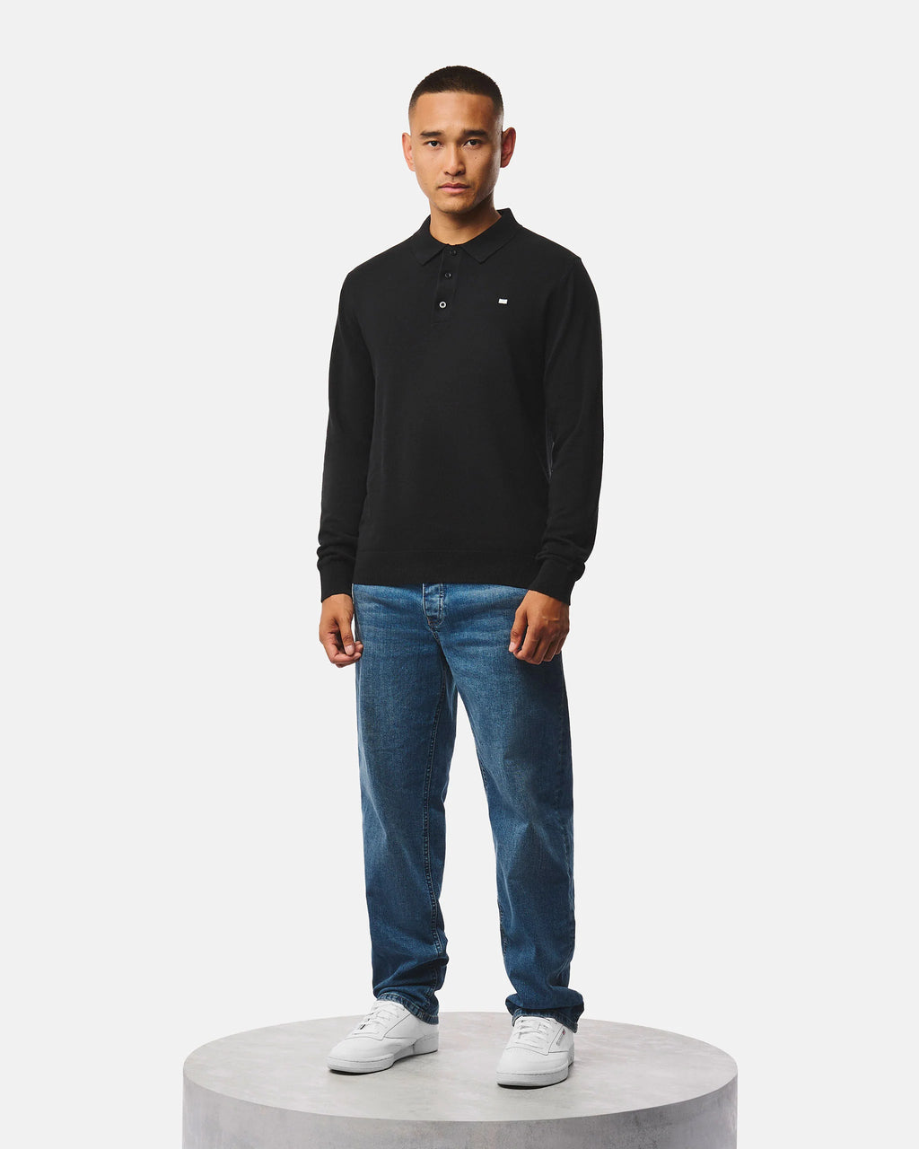 Weekend Offender McNamara long sleeve polo black