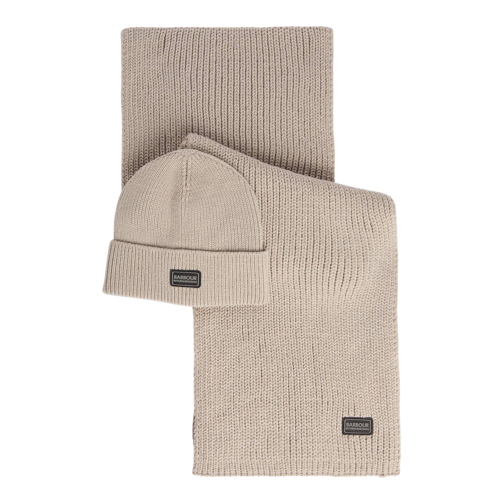 Barbour International Sweeper beanie & scarf concrete