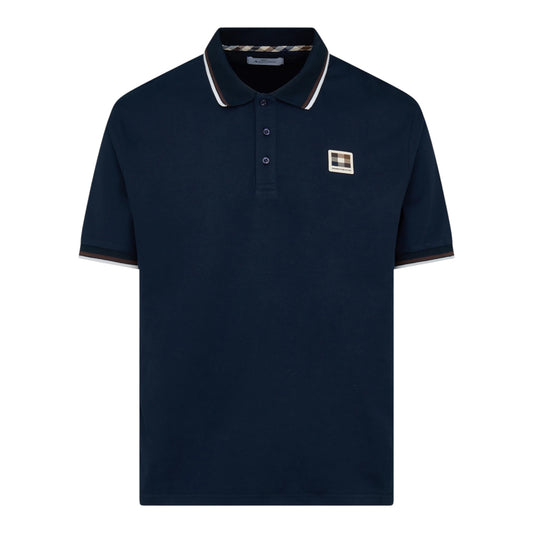 Aquascutum Stretch piquet stripes polo navy