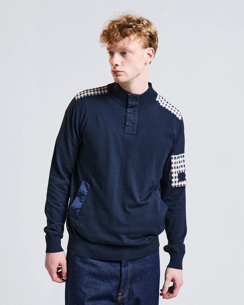 Aquascutum Lamina pocket mock neck navy
