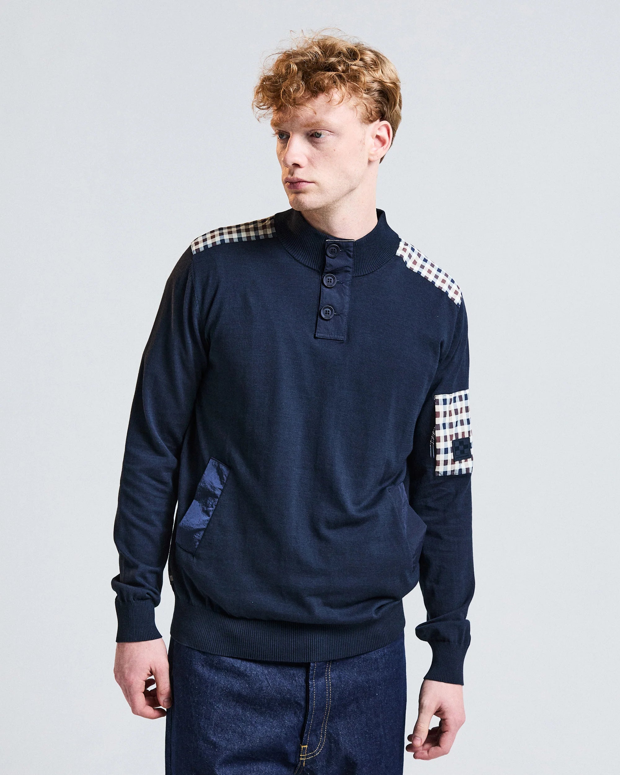 Aquascutum Lamina pocket mock neck navy