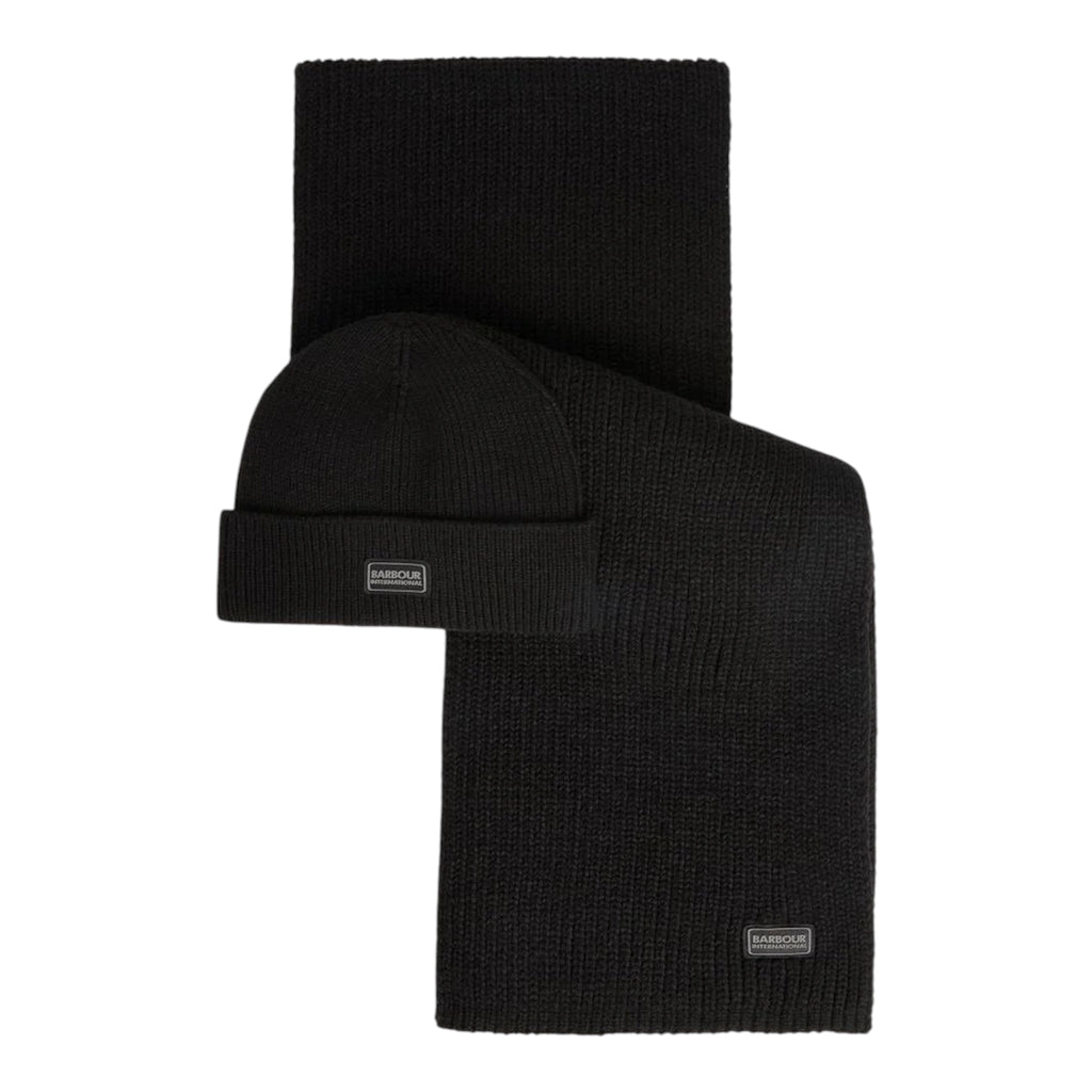 Barbour International Sweeper beanie & scarf black