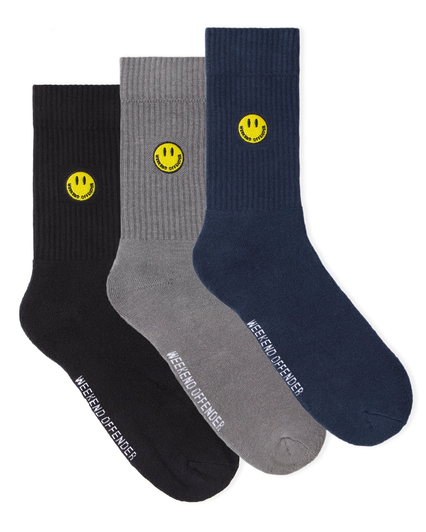 Weekend Offender Smiley Sports Socks Navy/Black/Grey