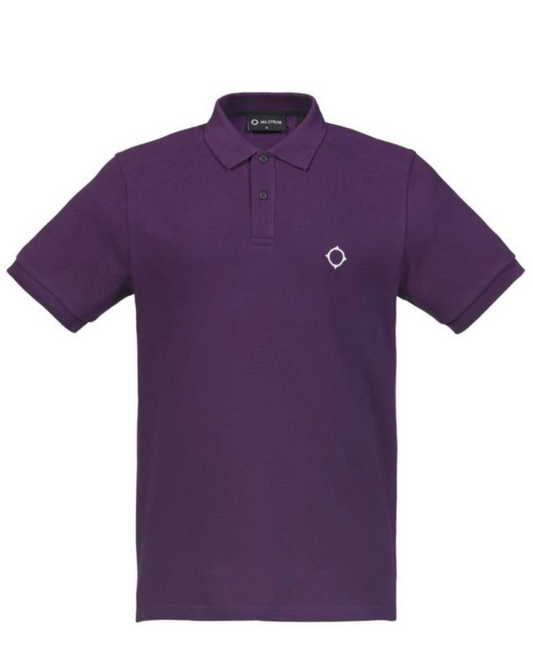 MA.Strum Short Sleeved Pique Polo Shirt Aubergine