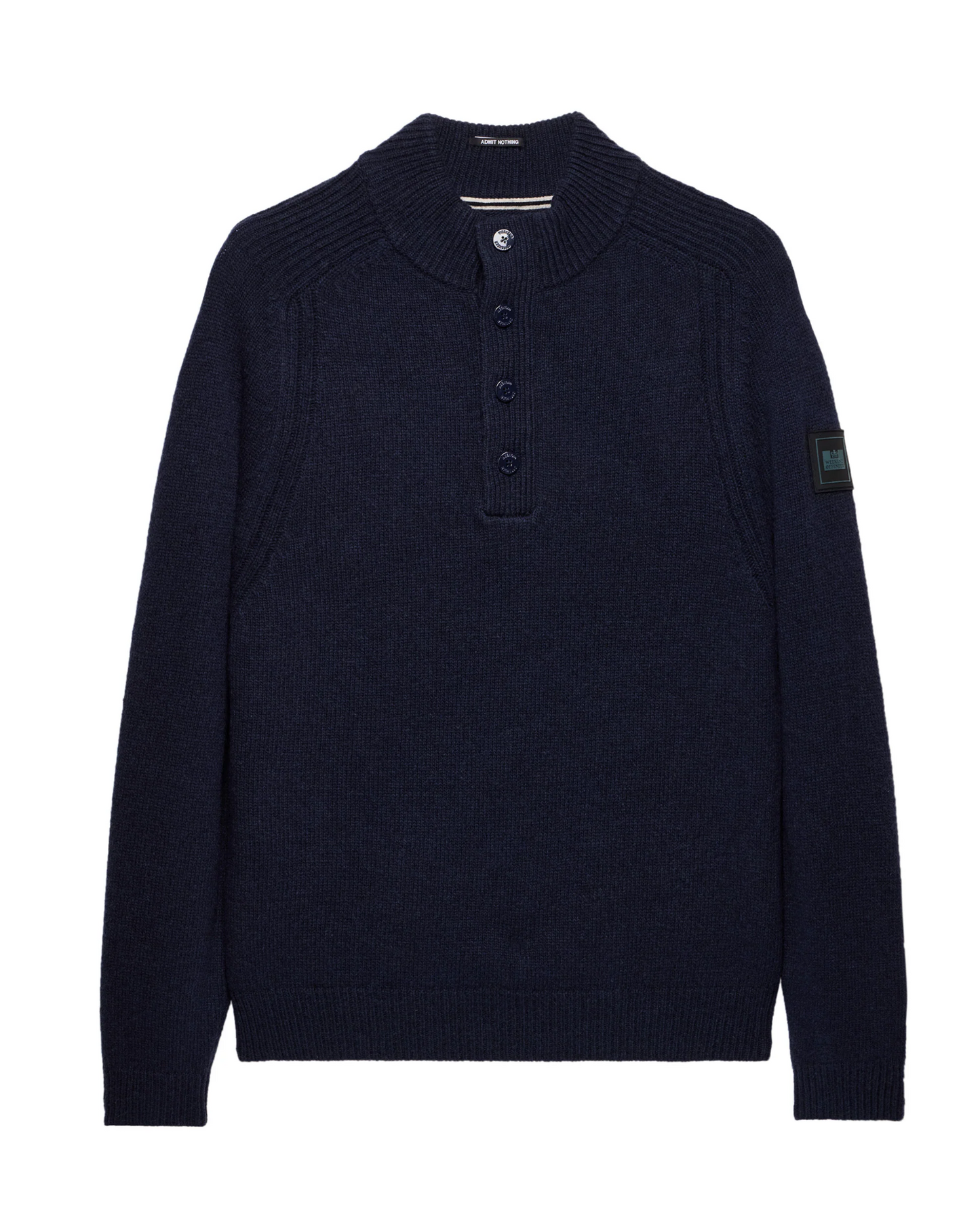 WEEKEND OFFENDER Castillos Knitted Wool Quarter Neck Sweater Navy