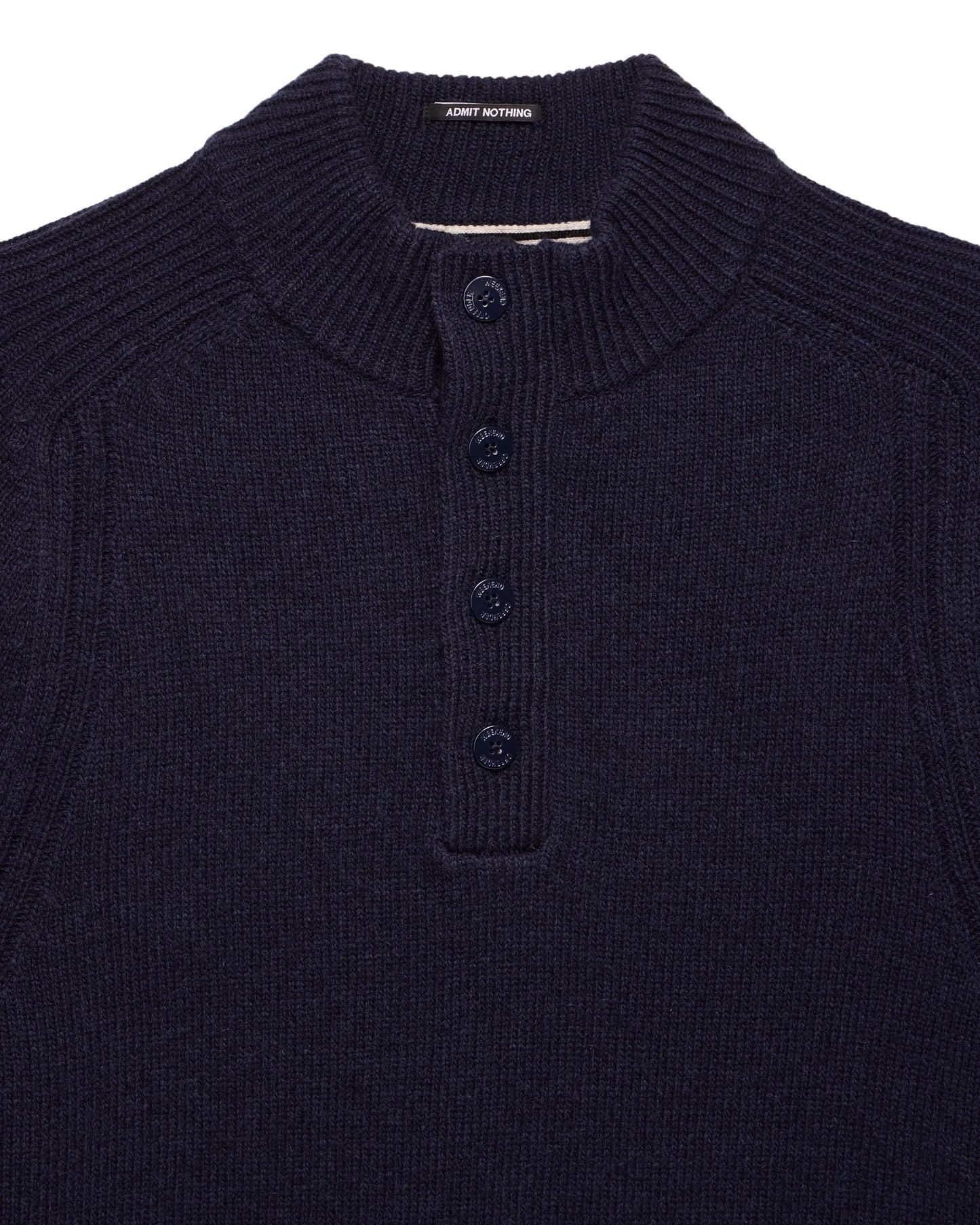 WEEKEND OFFENDER Castillos Knitted Wool Quarter Neck Sweater Navy