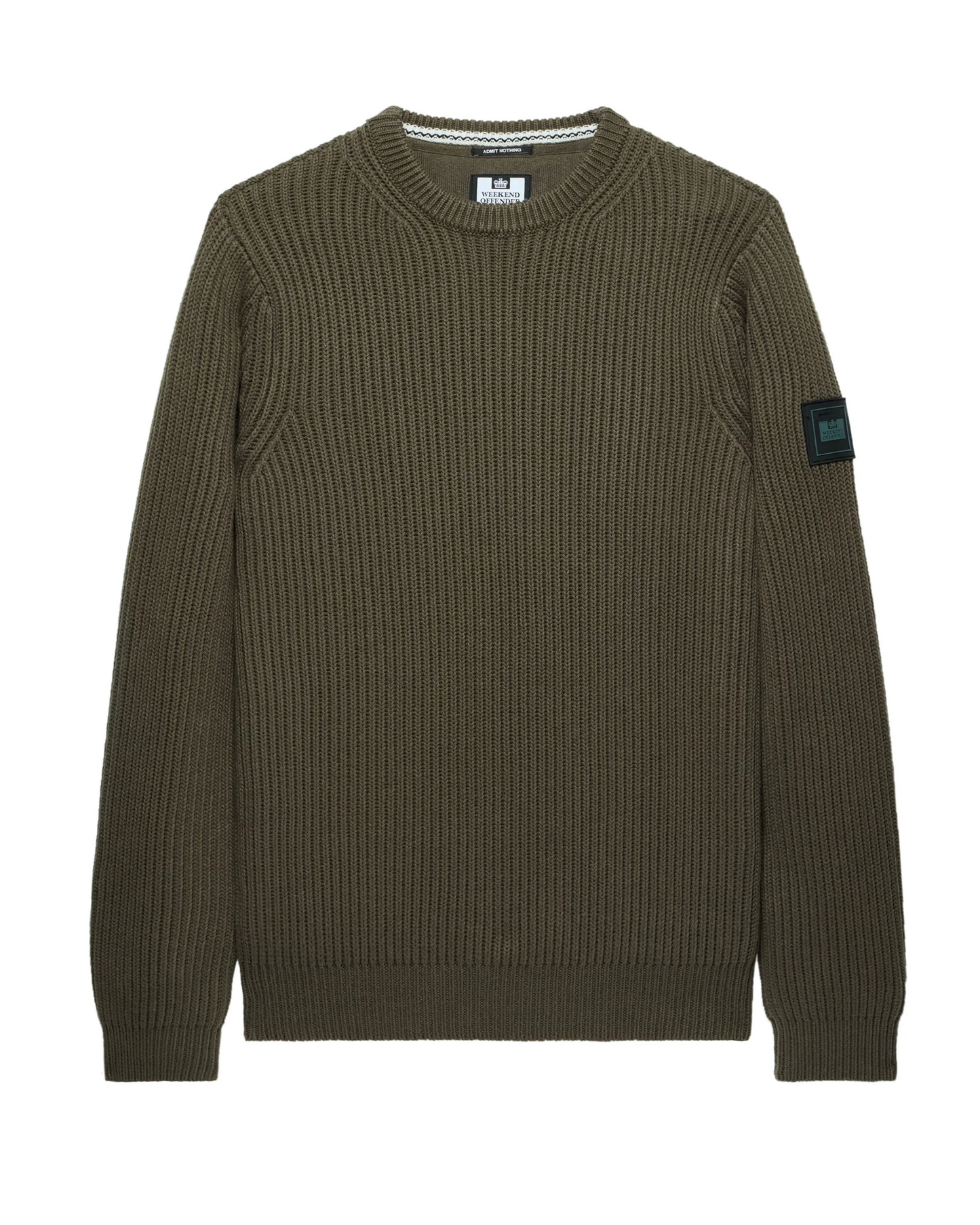 WEEKEND OFFENDER Couto Knitted Ribbed Sweater Castle Green