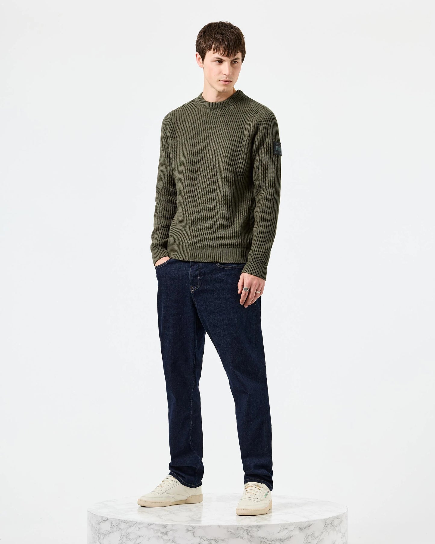 WEEKEND OFFENDER Couto Knitted Ribbed Sweater Castle Green