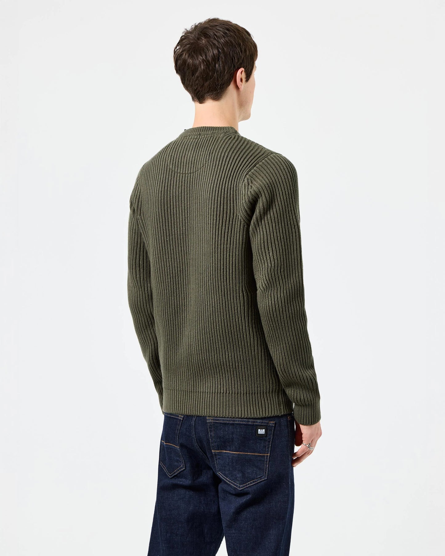 WEEKEND OFFENDER Couto Knitted Ribbed Sweater Castle Green