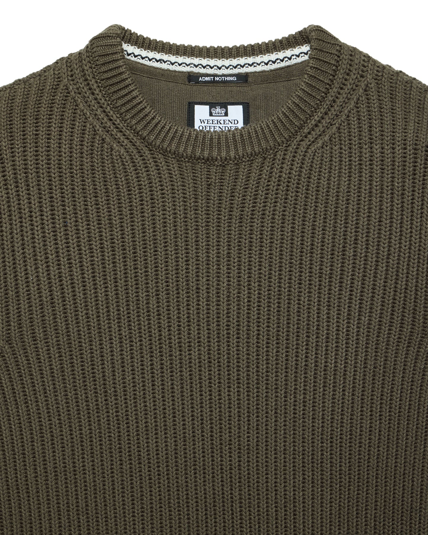 WEEKEND OFFENDER Couto Knitted Ribbed Sweater Castle Green