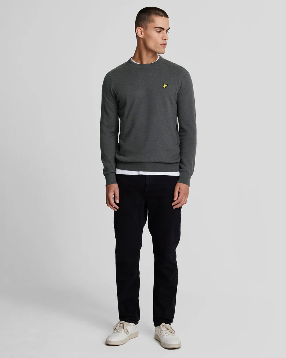 LYLE AND SCOTT Cotton Merino Crew Neck Jumper Gunmetal