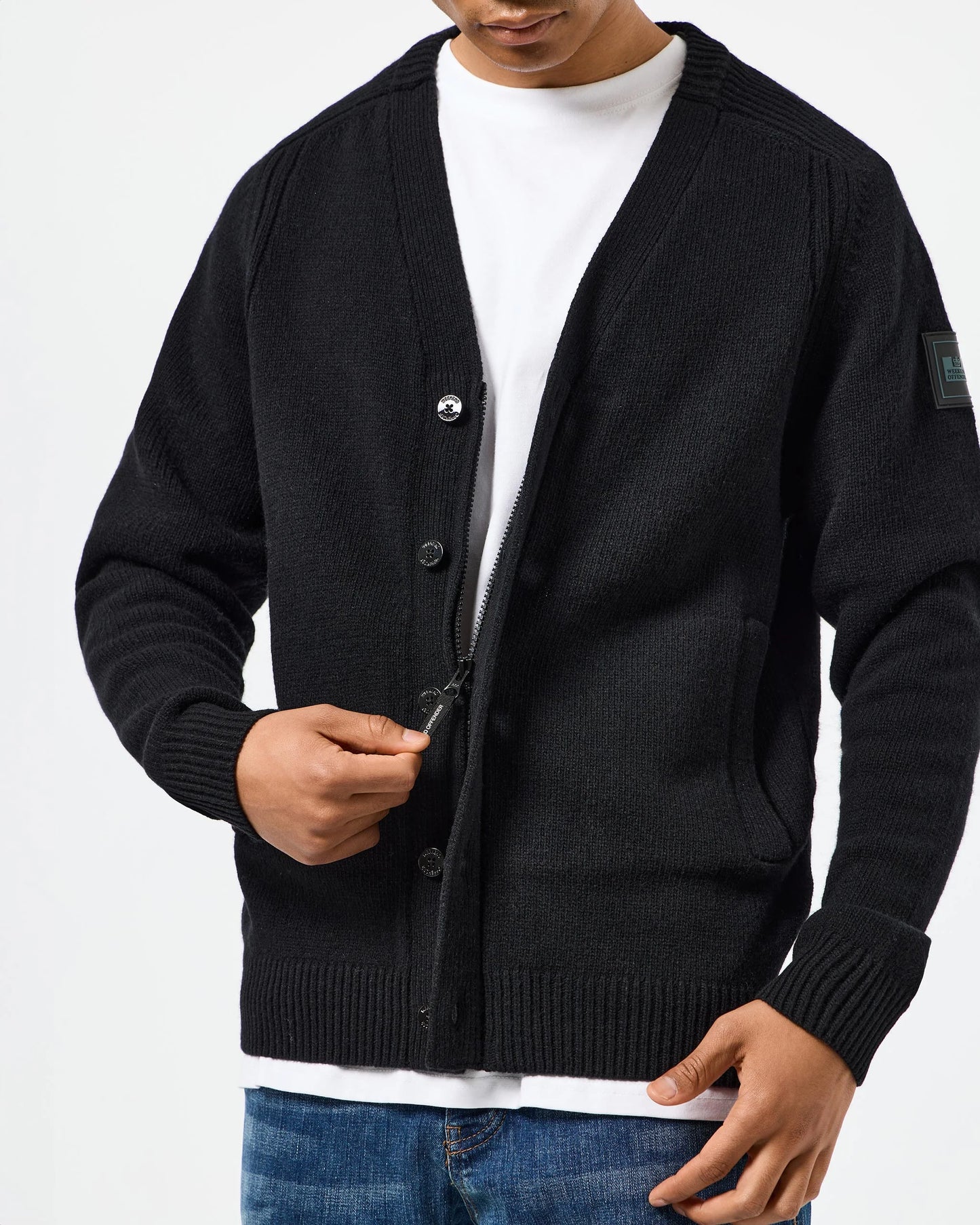 WEEKEND OFFENDER Lauda Knitted Wool Cardigan Black