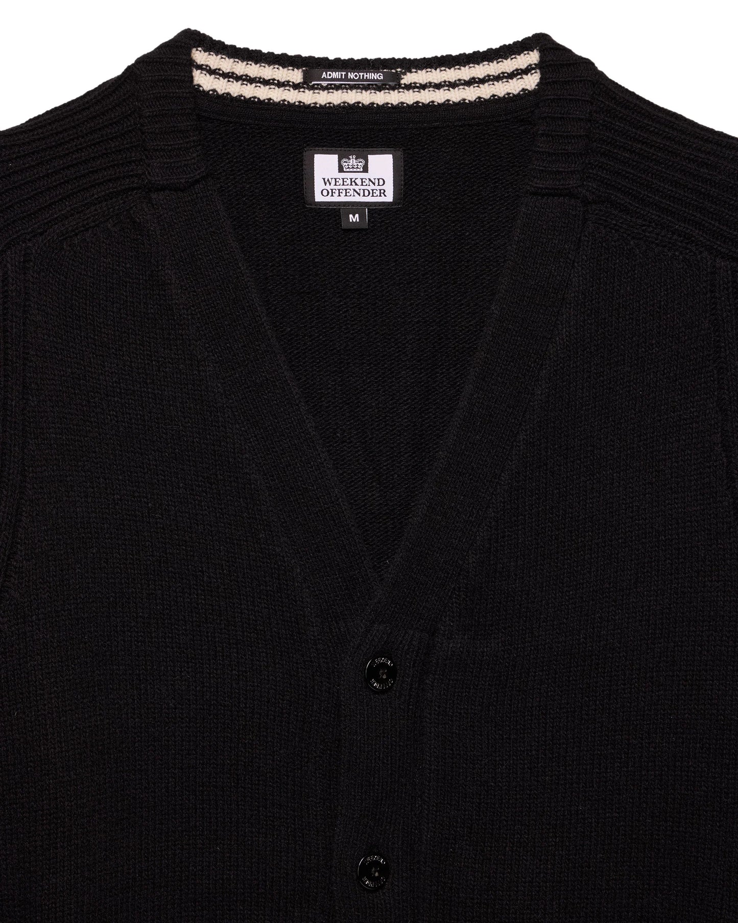 WEEKEND OFFENDER Lauda Knitted Wool Cardigan Black