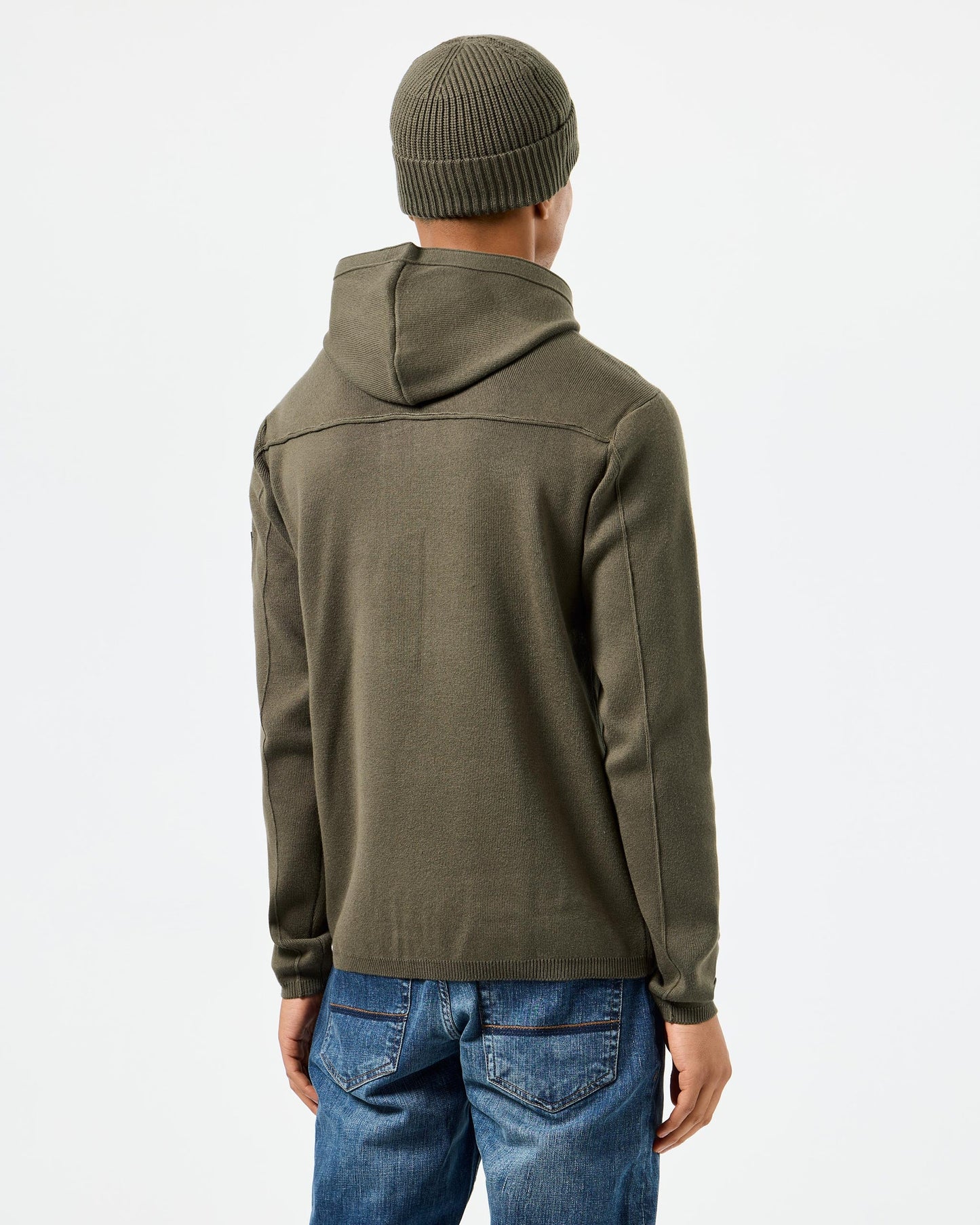 WEEKEND OFFENDER Enzo Knitted Hooded Sweater Castle Green