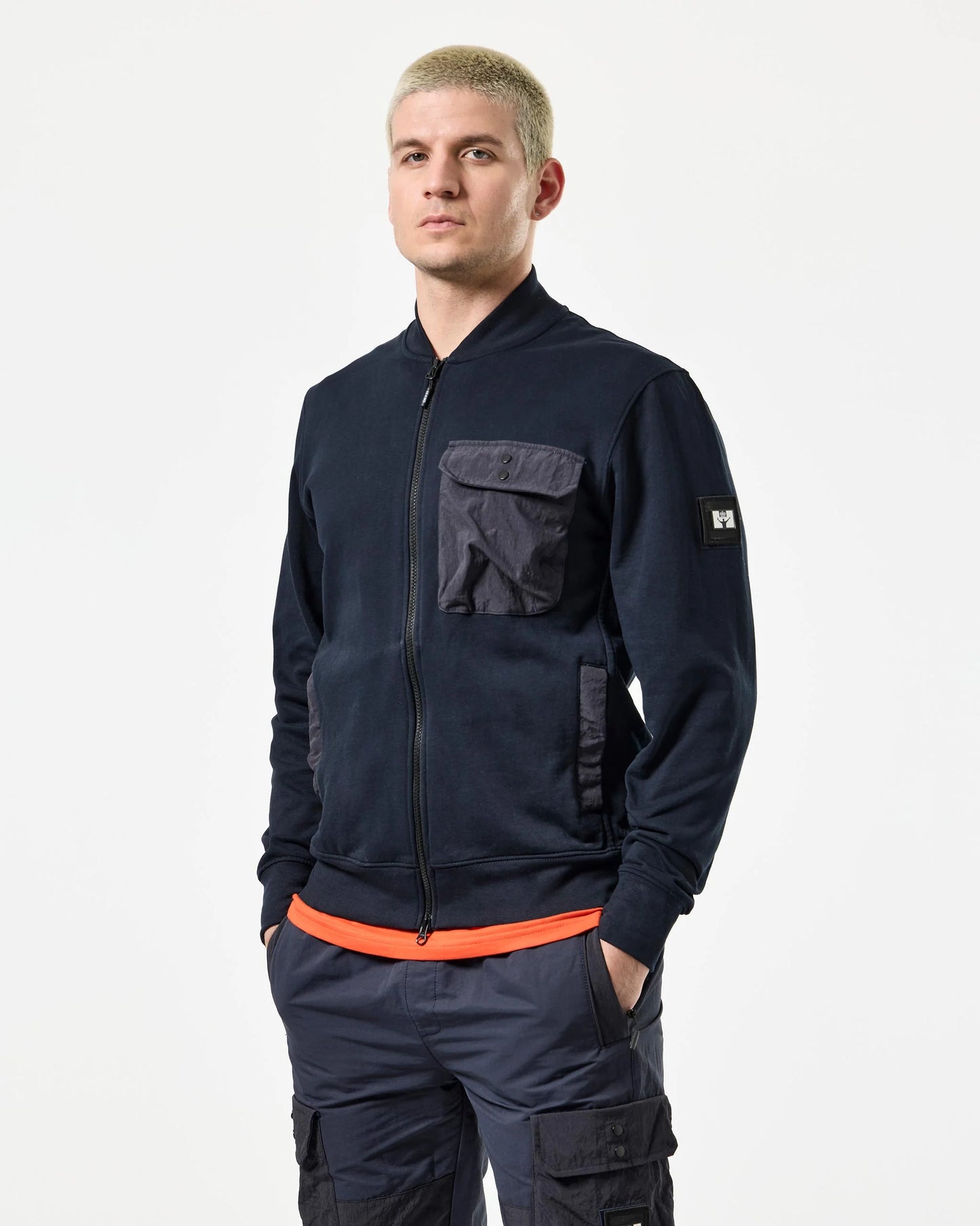 WEEKEND OFFENDER Santo Full Zip Sweatshirt Navy