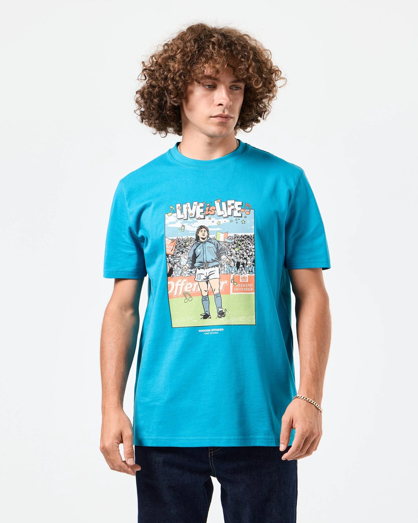 WEEKEND OFFENDER T-shirt grafica Opus Kingfisher Blue