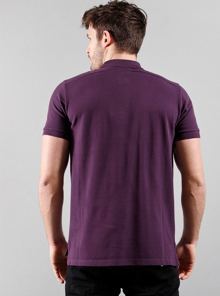 MA.Strum Short Sleeved Pique Polo Shirt Aubergine