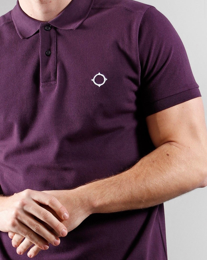 MA.Strum Short Sleeved Pique Polo Shirt Aubergine