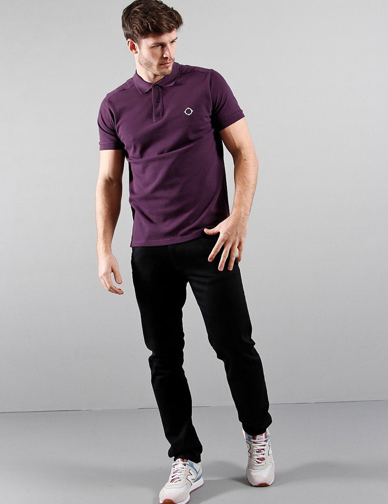 MA.Strum Short Sleeved Pique Polo Shirt Aubergine